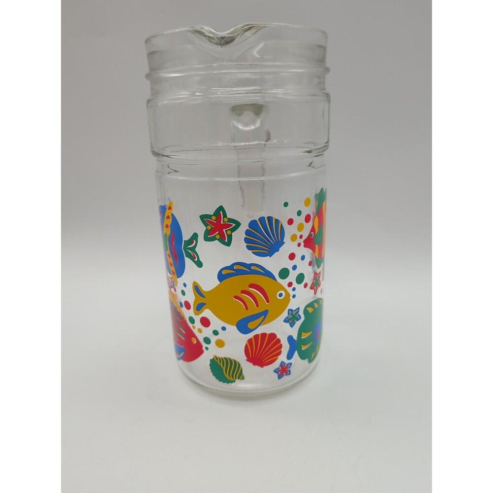 Vtg Libbey Tropical Fish Pitcher By Avir Ice Tea Lemonade Dummer